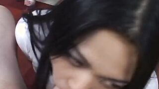 Bunch of vulgar Goddess looking eighteen go after one dick
