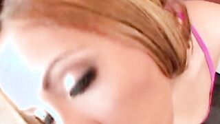 Blondie moans while getting plowed rough by stud on the sofa