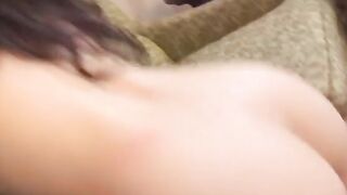 Eager dark haired with tiny melons blows and fucks african dude's pole and gets cream pie