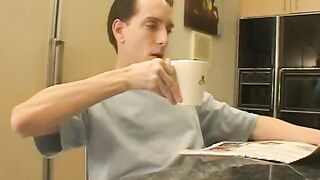 Luxurious huge tittie MILF offers some cream to his coffee