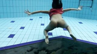 Adorable skinny babes into the pool Anna and Adriana