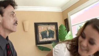 Lucky old dude fucks the mouth and twat on this Goddess young dark hair 18