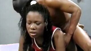 African teenie getting fuck by masked bro