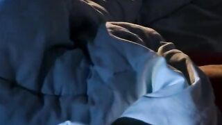 Submissive blonde is made to suck a man's penis public the room
