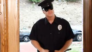Submissive blonde is made to suck a man's penis public the room