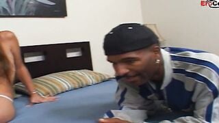Dark Haired thot with long titties pick up from a big black cock for interracial sex