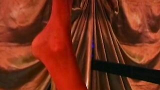 Devils Pedicure Red Leggings and tiny Melons