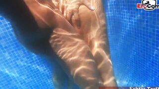 German hispanic 18 yo make a amateur sextape into holiday at the pool
