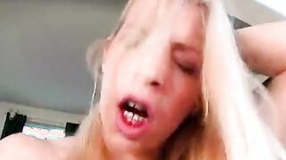 Blonde teenie hungry for penis loves masturbating at the beginning and then handsome bro fucks her