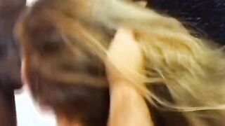 Huge ass hoe with deep holes is satisfying by 2 dudes inside three-way party