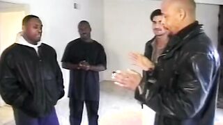 Lucky ebony hunk gets to screwed 3 hungry babes on the floor