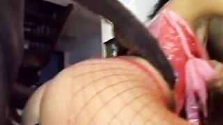 Wild dark hair with glasses prefer rough interracial doublefucking