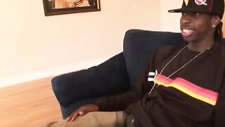 Ebony dick fills ebony bitch's snatch with warm sperm