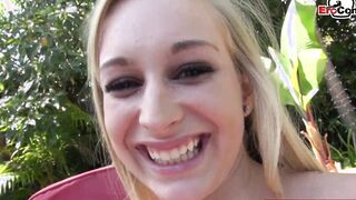 18yo blonde women with natural melons fucks public and gets a facial