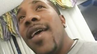 Incredible big titted blonde sucks african penis and gets it deep throat in her hole