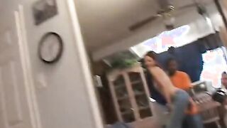 Luxurious white cunt with mouth sucks short ebony dude and takes long cock in