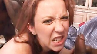 Luxurious white cunt with mouth sucks short ebony dude and takes long cock in