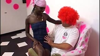 Amazingly Hot black tiny titties Cutie stands astride and gets penis in