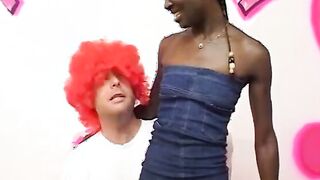 Amazingly Hot black tiny titties Cutie stands astride and gets penis in