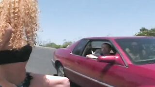Ginger bitch inside pink seduces 2 strangers for a hardcore fucking session