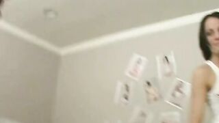 Nice adorable dark hair Bombshell gets hers bald tight pink twat drilled