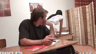 The professor gets caught by her students inside class
