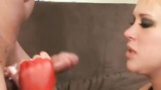 Chubby blonde inside fetish wer ball gag and fucks