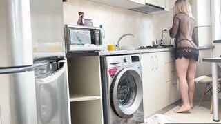 I shoved my step-milf inside the washing machine and plowed her inside the booty SQUUIRT ans CUMMED #fuskass #blowjob #cumass ##squirt
