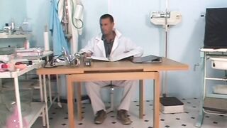 The cunt with mouth goes to the gynecologist who fucks her snatch and