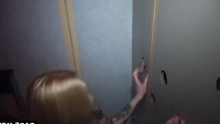 Gf blows strangers dicks at the gloryhole cheating cuckold