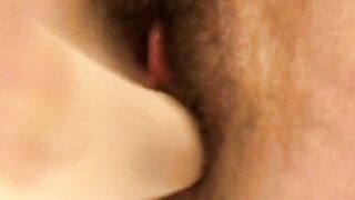 Bushy Twat Pissy Sex Toy Cum