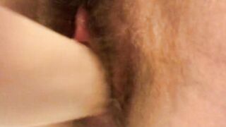 Bushy Twat Pissy Sex Toy Cum