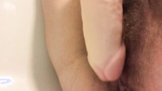 Bushy Twat Pissy Sex Toy Cum