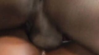 Butt ebony doll into fishnet tights has her booty filled and creamed