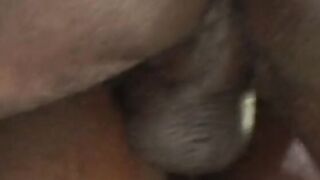 Butt ebony doll into fishnet tights has her booty filled and creamed