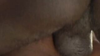 Butt ebony doll into fishnet tights has her booty filled and creamed