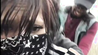 Masked screwed sex toy gets plowed inside outdoor during quarantine
