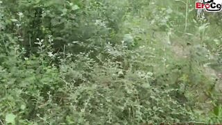 two Men caught german chick into outdoors and pick up for 3some mmf