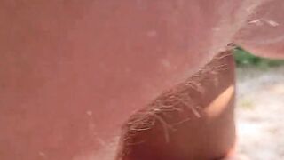 two Men caught german chick into outdoors and pick up for 3some mmf
