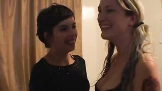 Bombshell young dyke whores are licking pussies and fucking pink vibrator