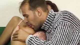 Young Bombshell sitter gets banged! by her randy boss into the living room