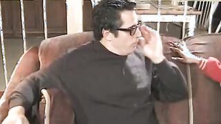 Black eighteen gets her vagina licked by an mature man on the sofa