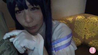 [HentaiCosplay] Idol costumed cunt with mouth with a incredible sexy upper eye says "Come with me " and fucks her backside raw!