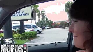 Lil curvy Callie haze blows long penis inside the passenger side of vehicle - Mofos