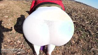 Ex-Wife inside white yoga leggings
