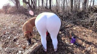Ex-Wife inside white yoga leggings