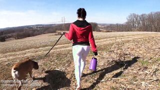 Ex-Wife inside white yoga leggings
