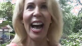 Older woman gets cum on face