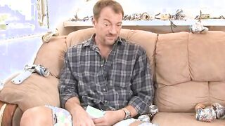 After these crazy sexy young whores wash him clean they suck his penis and let him nailed