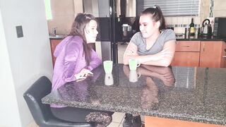 2 tiny hooters chick having fun a piss game by pranking each other until someone give up | roleplay